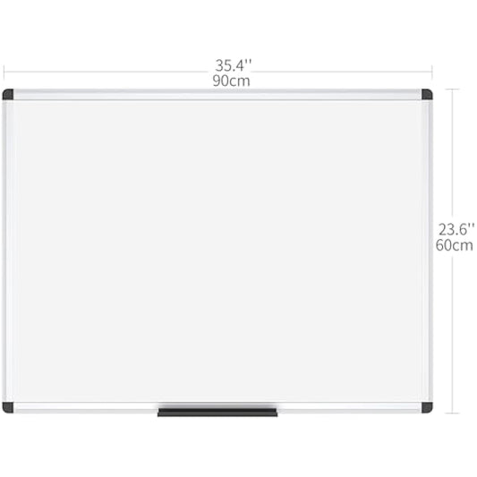 VIZ-PRO Magnetic Dry Erase Board, 36 X 24 Inches, Silver Aluminium Frame