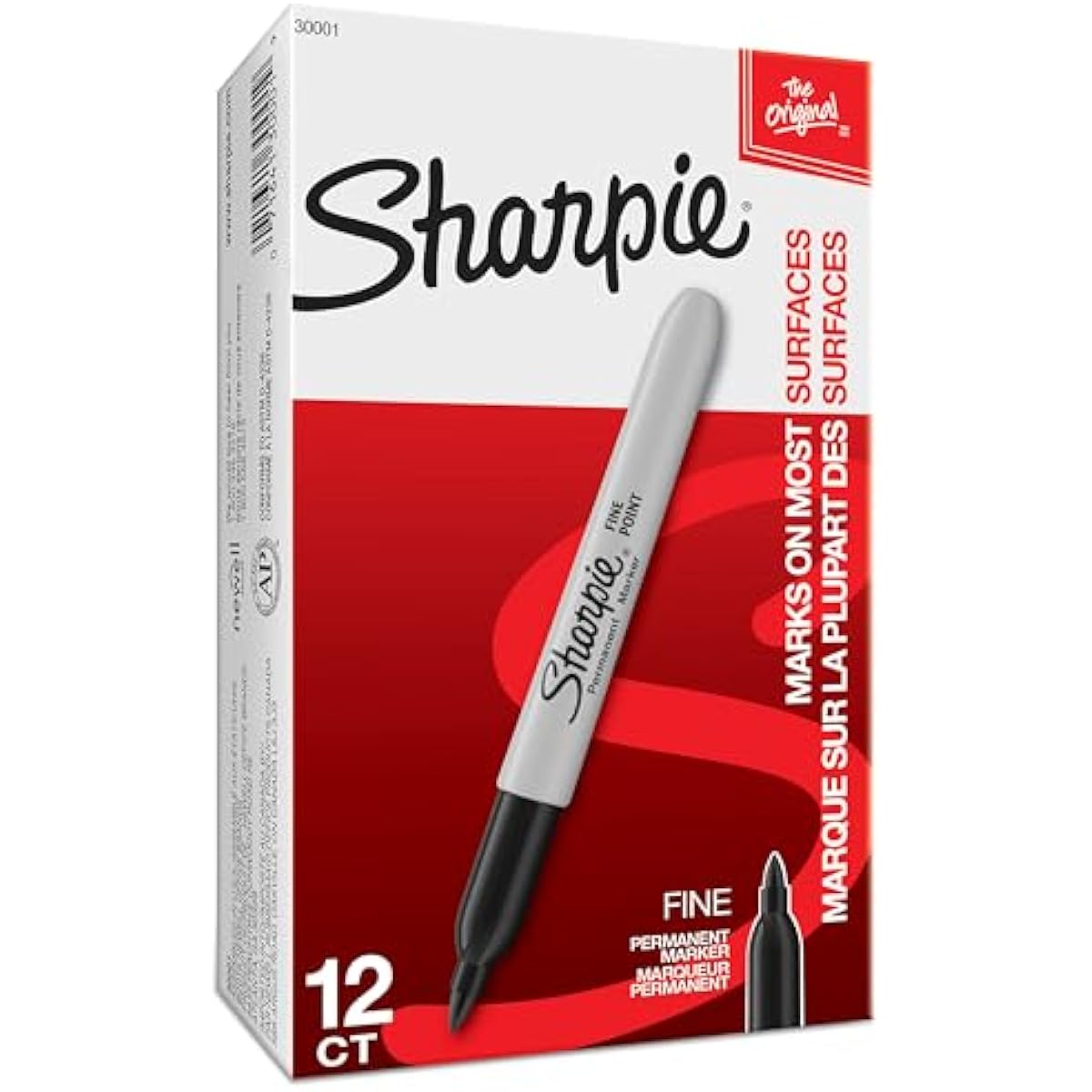 Sharpie Permanent Markers, Fine Tip, Black, 12 Count - Office Supplies, Quick Drying, Fade Resistant, For Wood, Plastic, Paper, Metal, And More