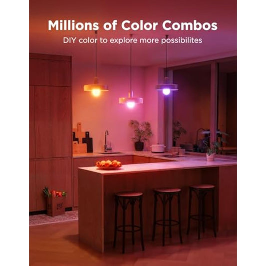Govee Smart Light Bulbs, Color Changing Light Bulb, Work with Alexa and Google Assistant, 16 Million Colors RGBWW, WiFi & Bluetooth LED Light Bulbs, Music Sync, A19, 800 Lumens, 4 Pack