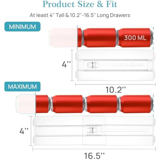 Vtopmart 12 Pack Drawer Dividers for Clothes, 4" High 10.2"-16.5" Adjustable Expandable Dresser Drawer Organizer, Clear Plastic Separators for Dresser, Baby Clothing, Underwear, Cosmetic, Toiletries