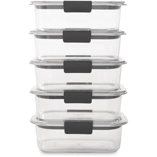 Rubbermaid Brilliance Tritan Plastic Food Storage Containers BPA Free Airtight Lids Ideal for Lunch Meal Prep & Leftovers Set of 5 (3.2 Cup)