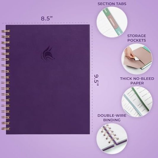 Clever Fox When I Die Planner With Pockets for Documents – End-of-Life Organizer Binder for Important Personal Info & Final Wishes (Purple)