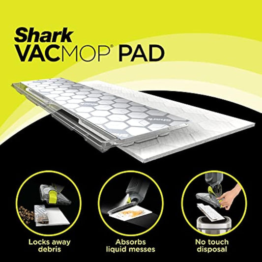 Shark VACMOP Disposable Hard Floor Pad Refills, Compatible with VM252 & VM180, No-Touch Disposal, for use on All Sealed Floors - Stone, Hardwood, Laminate & Tile, (32 Count Total), VMP32