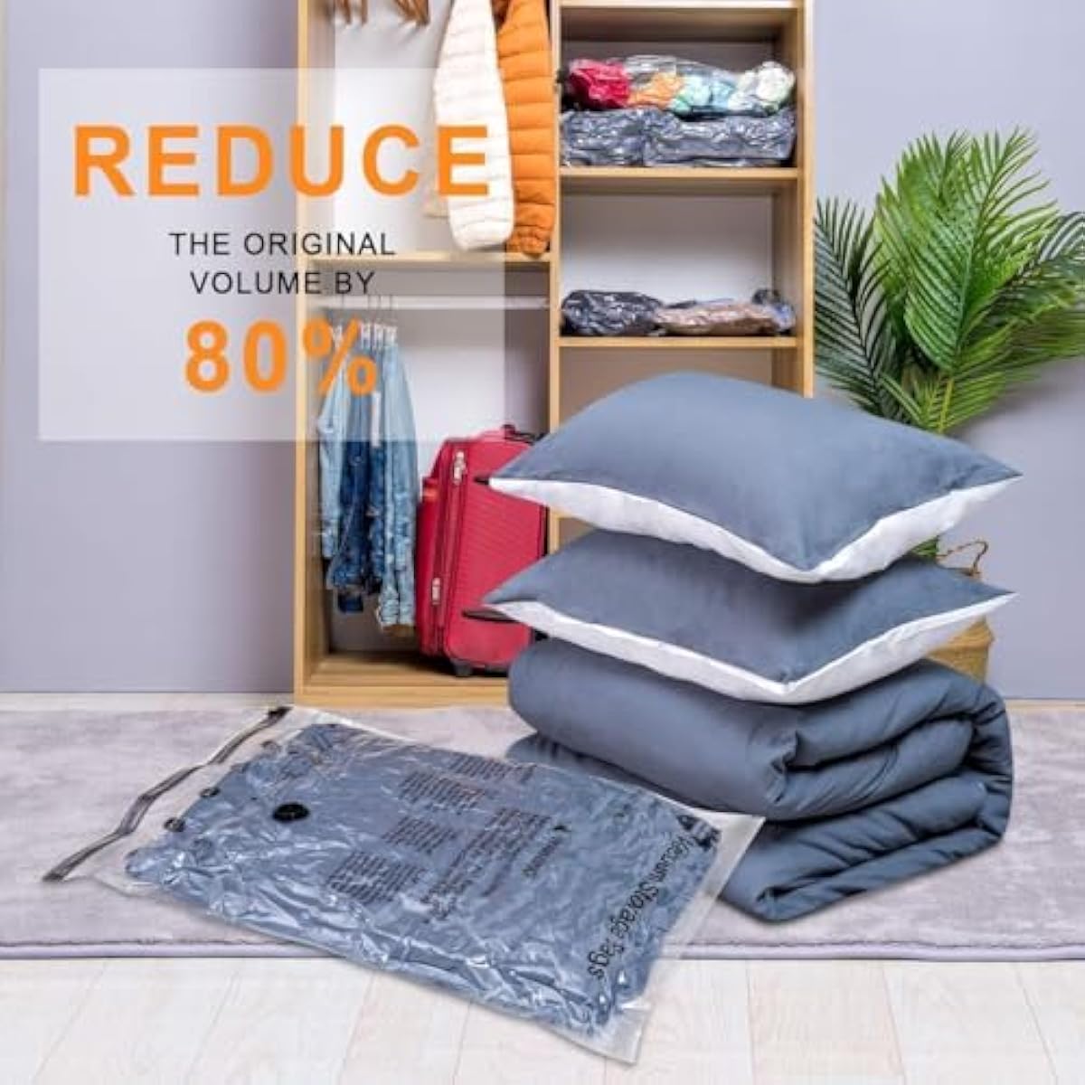 GONGSHI Vacuum Storage Bags, Space Saver Bags for Clothing,Blankets,Comforters, Pillows, Clothes,Travel,32 Combo-EPUMP