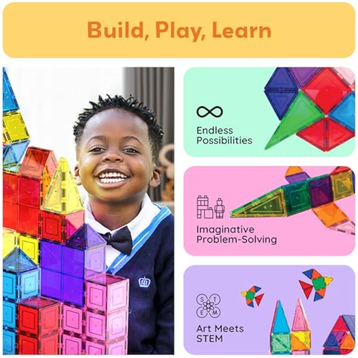 PicassoTiles 100 Piece Set 100pcs Magnet Building Tiles Clear Magnetic 3D Blocks Construction Playboards, Creativity Beyond Imagination, Inspirational, Recreational, Educational Conventional