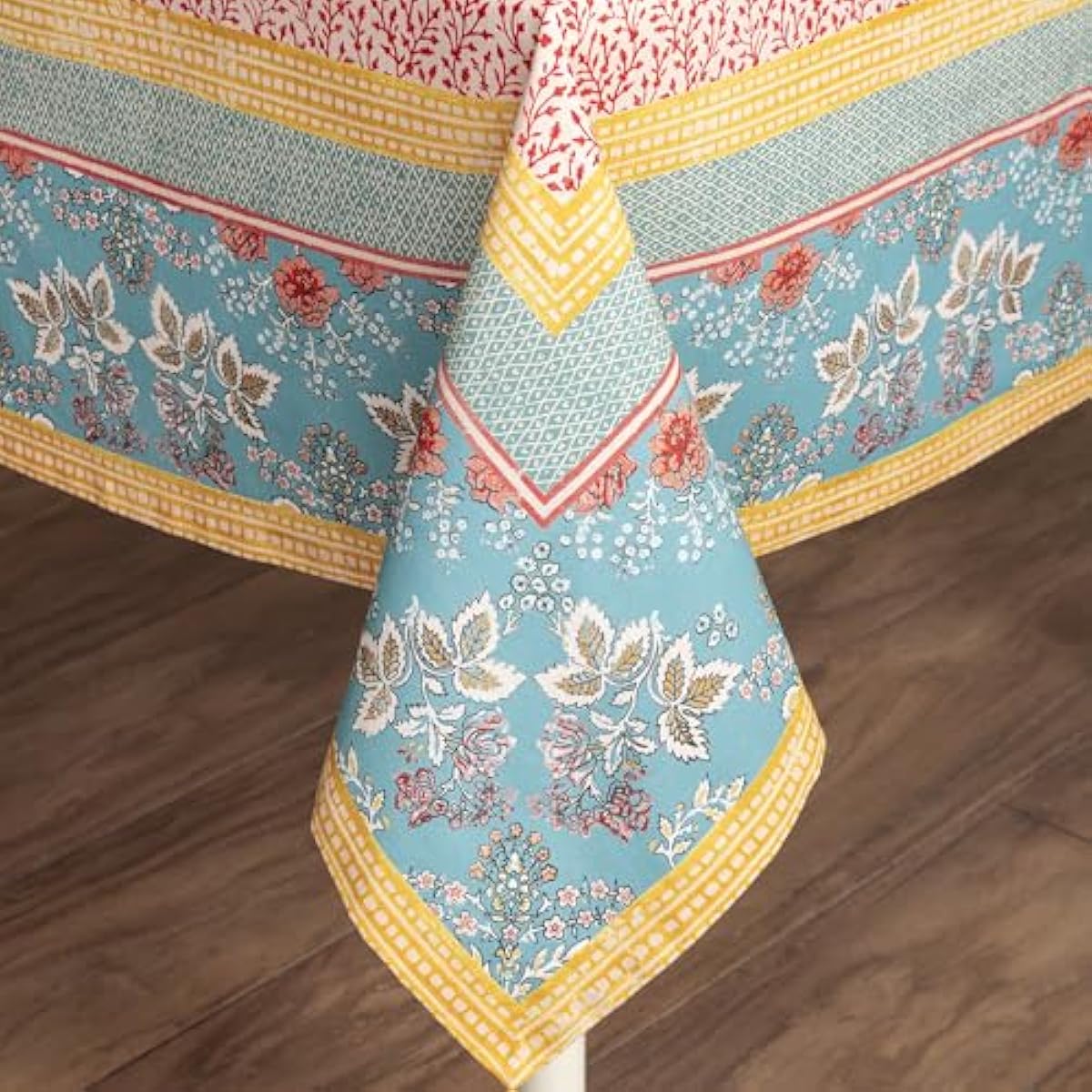 Maison d' Hermine Table Cloth Rectangle Table 100% Cotton 54 x 72 Inches Tablecloth Reusable Decorative for Dining Kitchen Room Farmhouse Home Gifts for Mothers Day Spring Summer - Marquise