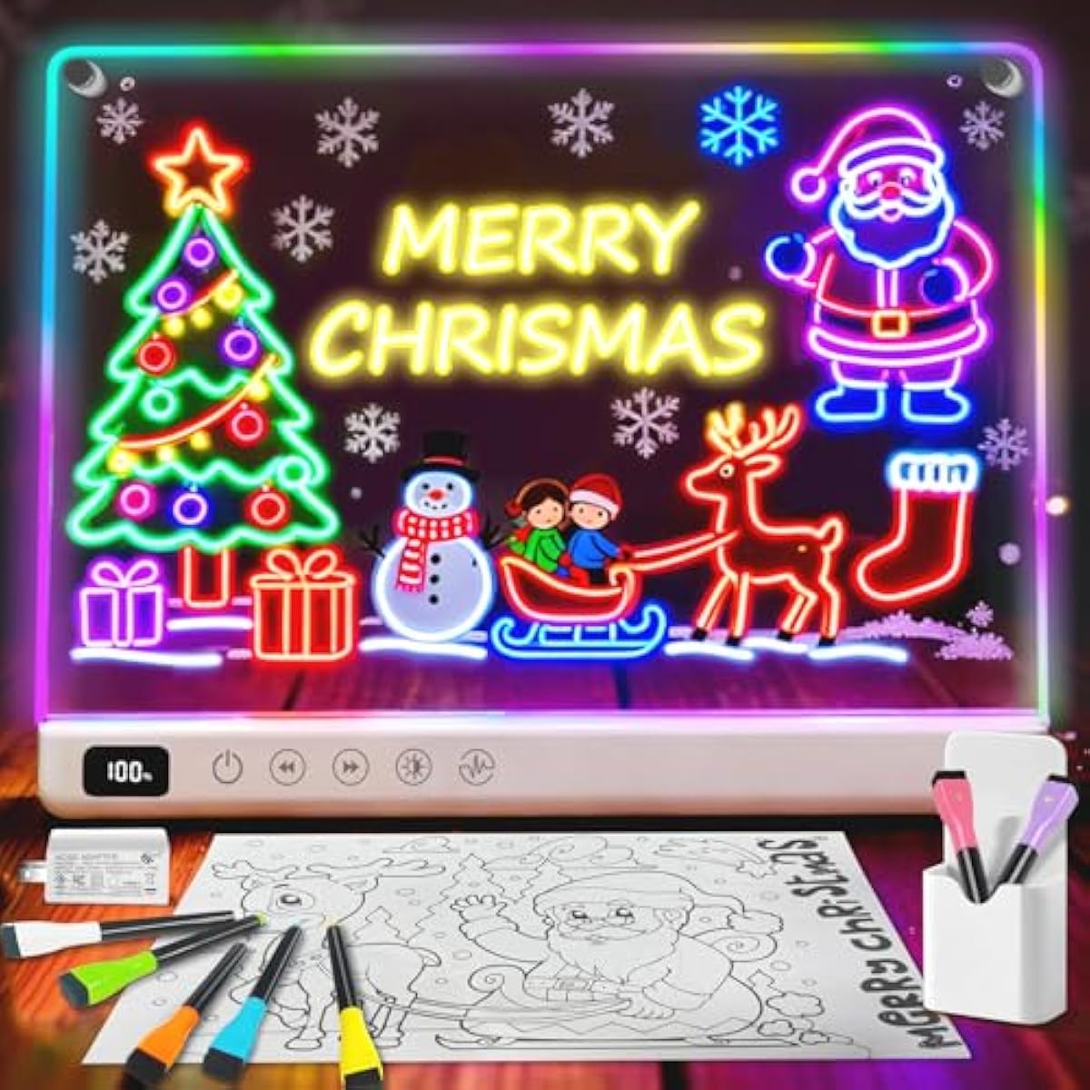 Led Drawing Board with 13 Light Effects, 16" Rechargeable Glow Doodle LED Note Board with Colors, Neon Light Up Drawing Tablet Gifts for Kids for Easter Birthday Christmas Gift Ideas