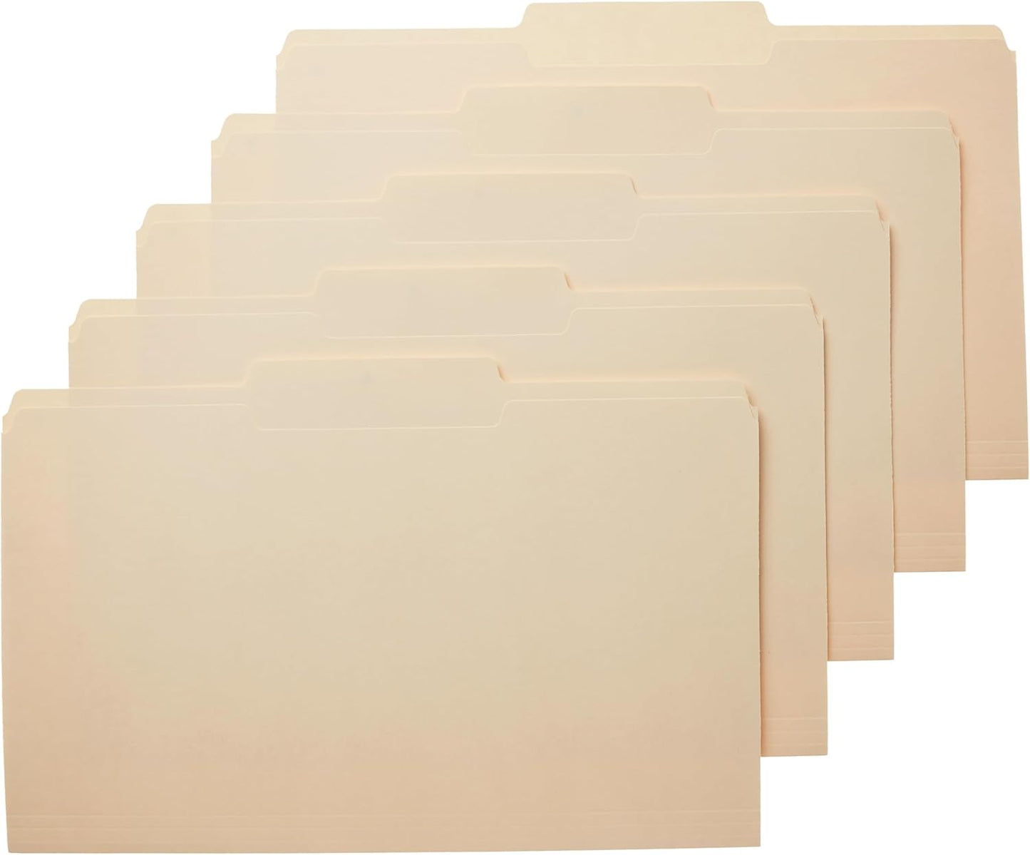 Amazon Basics Sturdy File Folders with Reinforced Tabs for Filing and Organization, 1/3-Cut Tab, Assorted Positions, Letter Size, 8.5x11 inches, Manila, 100-Pack