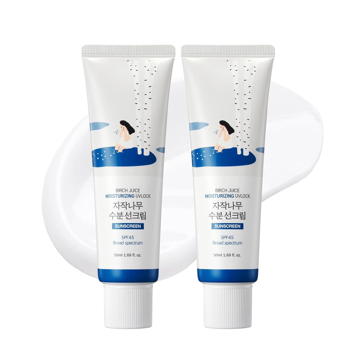 ROUND LAB Birch Juice Moisturizing UV LOCK SPF 45, 1.69 Fl Oz, Hydrating Lotion-like Lightweight Glow Sunscreen for Sensitive Skin, No White Cast, Fragrance-Free, Protector Solar, Korean Sunscreen
