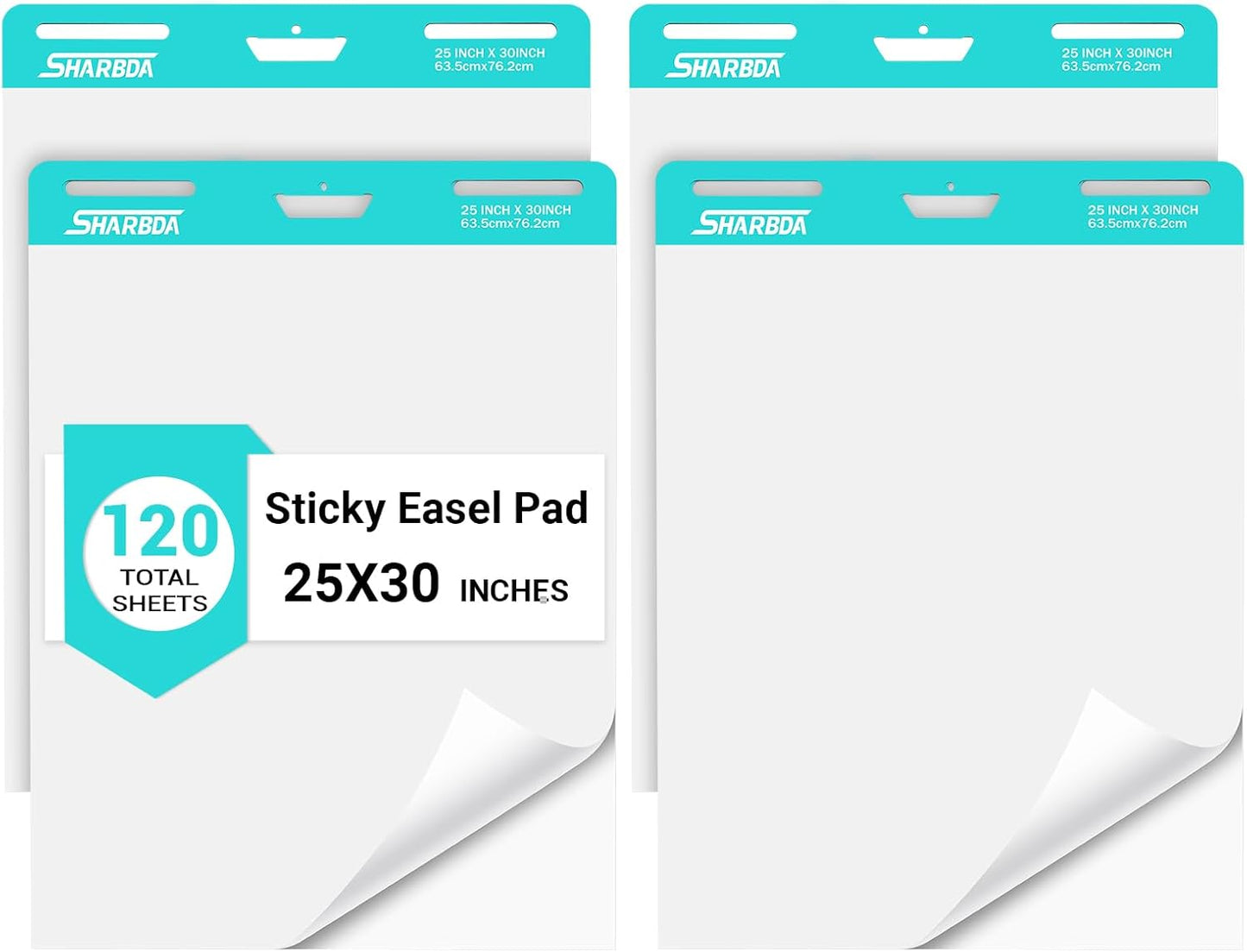 Lined Sticky Easel Pad, 25 in x 30 in,Flip Chart Paper,Sticky Chart Paper for Teachers, Large Self-Stick Easel Paper,Super Sticky & Bleed-Resistant,30 Sheets/Pad,2 Pads