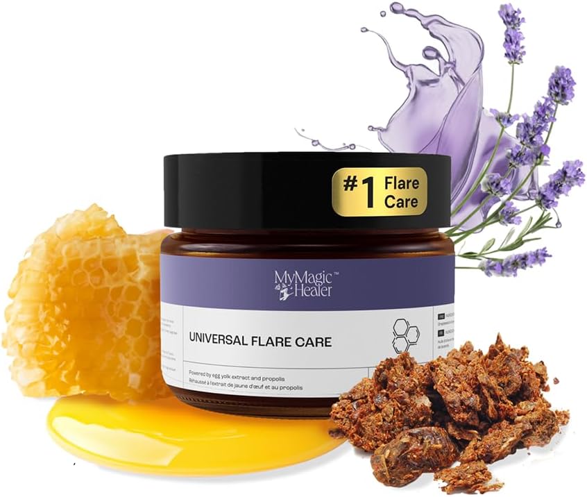 MyMagicHealer Universal Flare Care – Multi-Purpose Solution | Skin Flare-Ups - Hidradenitis Suppurativa, Folliculitis, Boils, Cysts | Anti-Chafing | Irritated Skin Relief w/Propolis & Egg Yolk 4 oz