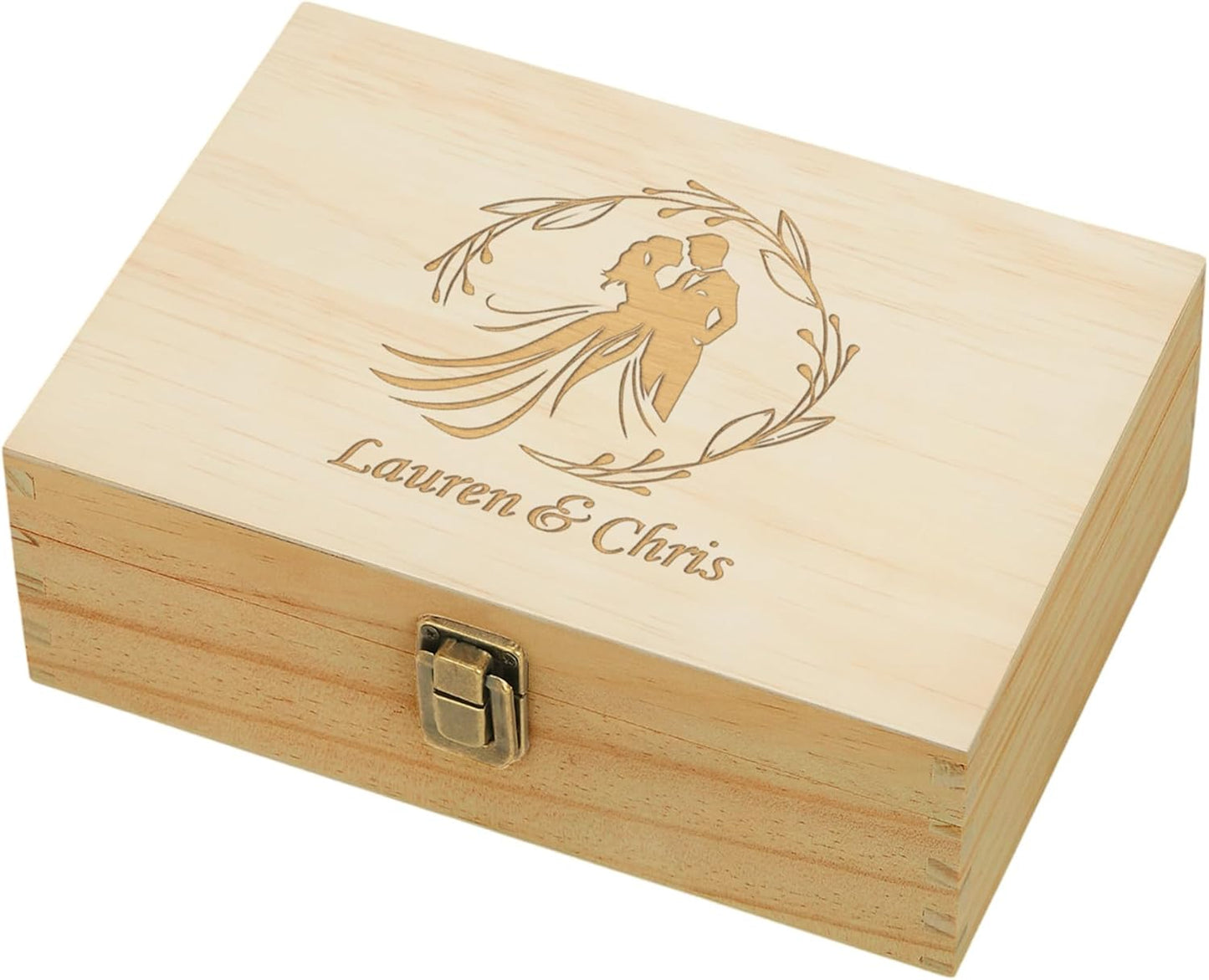 Personalized Wooden Keepsake Box - Custom Memory Box for Photos Jewelry Letters Rustic Memento Storage Box for Wedding, Anniversary, Birthday, Graduation & Retirement Gifts