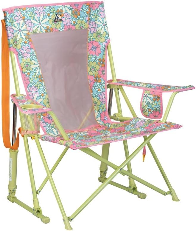 GCI Outdoor Comfort Pro Rocker Camping Chair | Portable Folding Rocking Chair with Durable Armrests & Drink Holder — Sweet Tea