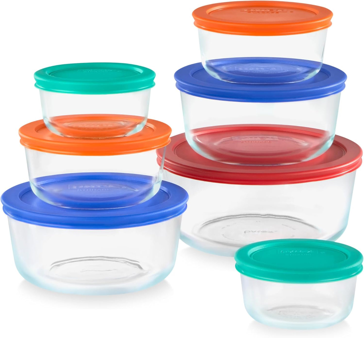 Pyrex Simply Store (9-Pack) Mixed Sized Glass Food Storage Set, Round & Rectangular Containers With Plastic Lids, BPA-Free, Dishwasher & Microwave Safe