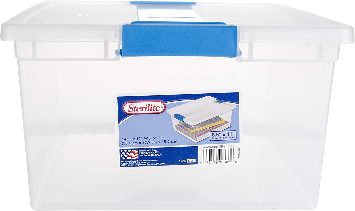 Sterilite 6-Pack Clip Box, Stackable Clear Plastic Bins with Latching Lids, Large - Writing, Arts or Crafts Supplies Storage Containers for Home, Office, Classroom and Workshop Organization