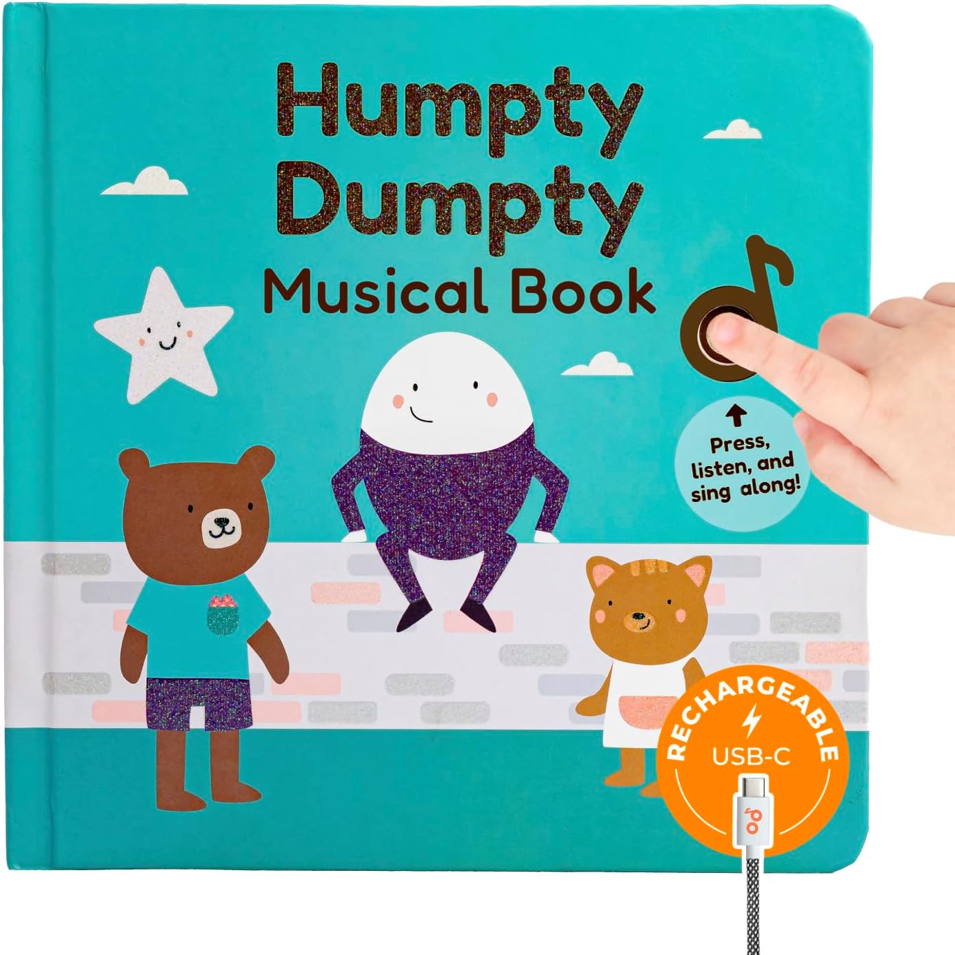 Cali's Books Easter Nursery Rhymes Musical Book - Easter Basket Stuffers for Toddlers, Baby Easter Basket Stuffers, Rechargeable Musical Books for Toddlers 1-3