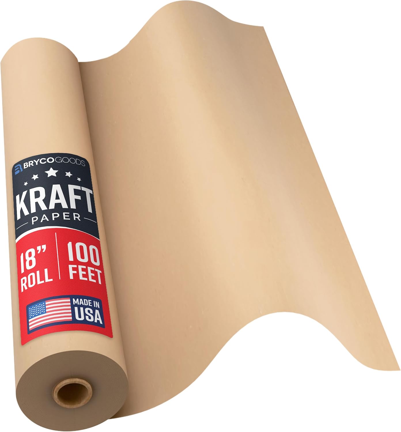 Large Brown Kraft Paper Roll - 36" x 1200" (100 ft) - Made in USA - Ideal for Gift Wrapping, Packing, Moving, Postal, Shipping, Parcel, Wall Art, Crafts, Bulletin Boards, Floor Cover or Table Runner