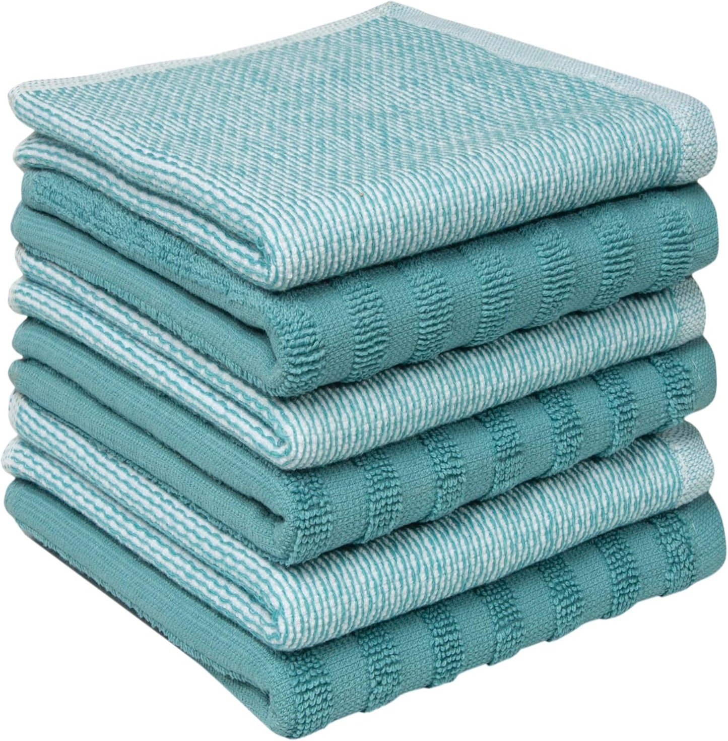 Premium Kitchen Towels (20”x 28”, 6 Pack) | Large Cotton Dish Towels | Flat & Terry Highly Absorbent Kitchen Linen Set with Hanging Loop | Gray