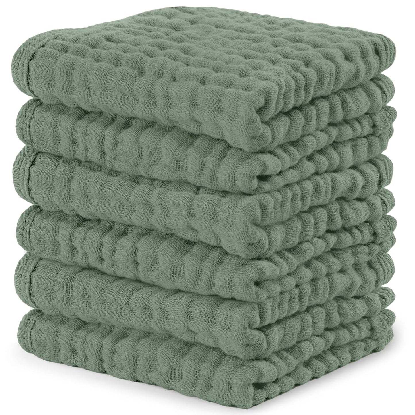 Comfy Cubs Muslin Burp Cloths 20" x 10", Pack of 6 - Large, 6-Layer, Ultra Absorbent 100% Cotton for Baby Spit-Up, Drool, and Messes - Soft, Safe & Gentle Baby Burp Cloths Set for Boys & Girls - White