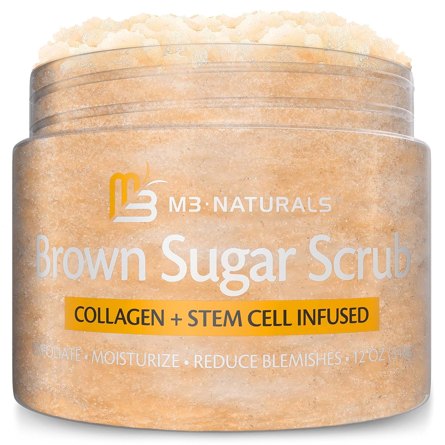 Himalayan Salt Scrub, Face, Foot, and Body Exfoliator with Collagen and Stem Cells, Exfoliating Scrub for Toning, Cellulite, and Skin Care by M3 16 fl oz