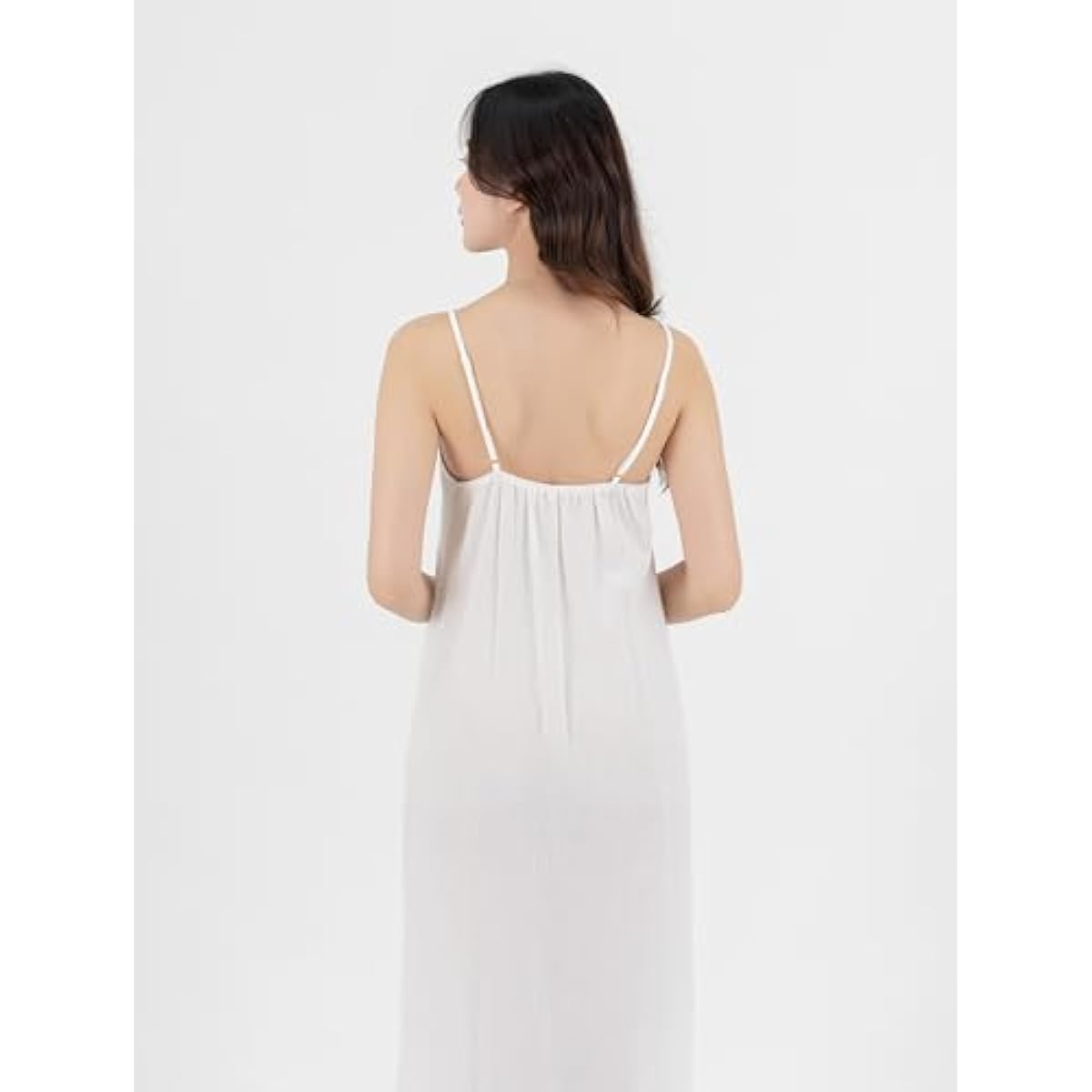 Long Cotton Full Slip Dress Lingerie Nightwear Adjustable Spaghetti Strap