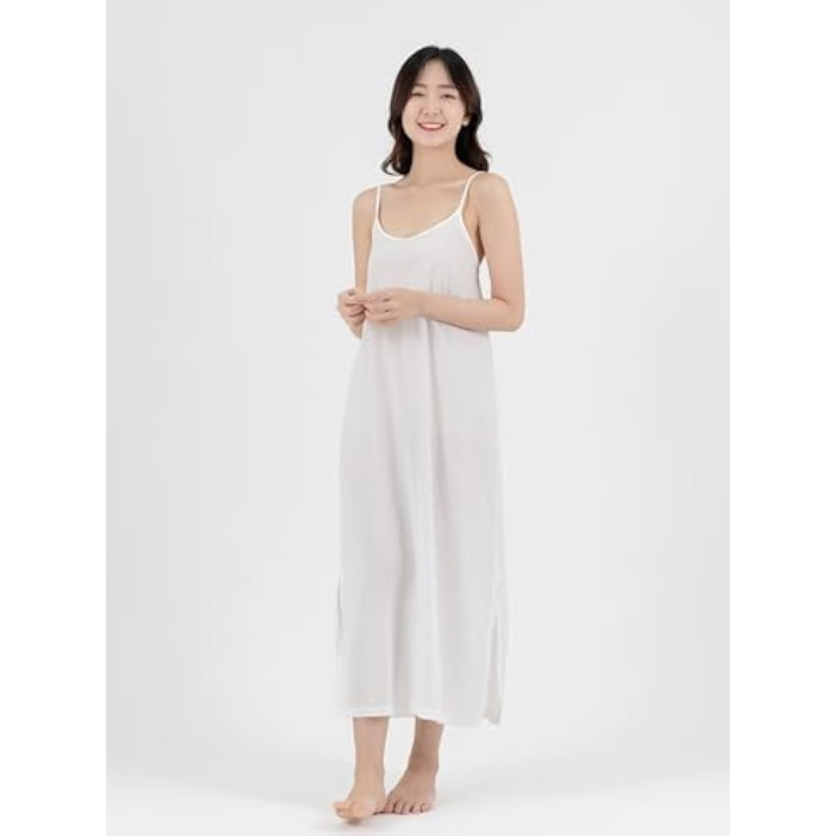 Long Cotton Full Slip Dress Lingerie Nightwear Adjustable Spaghetti Strap
