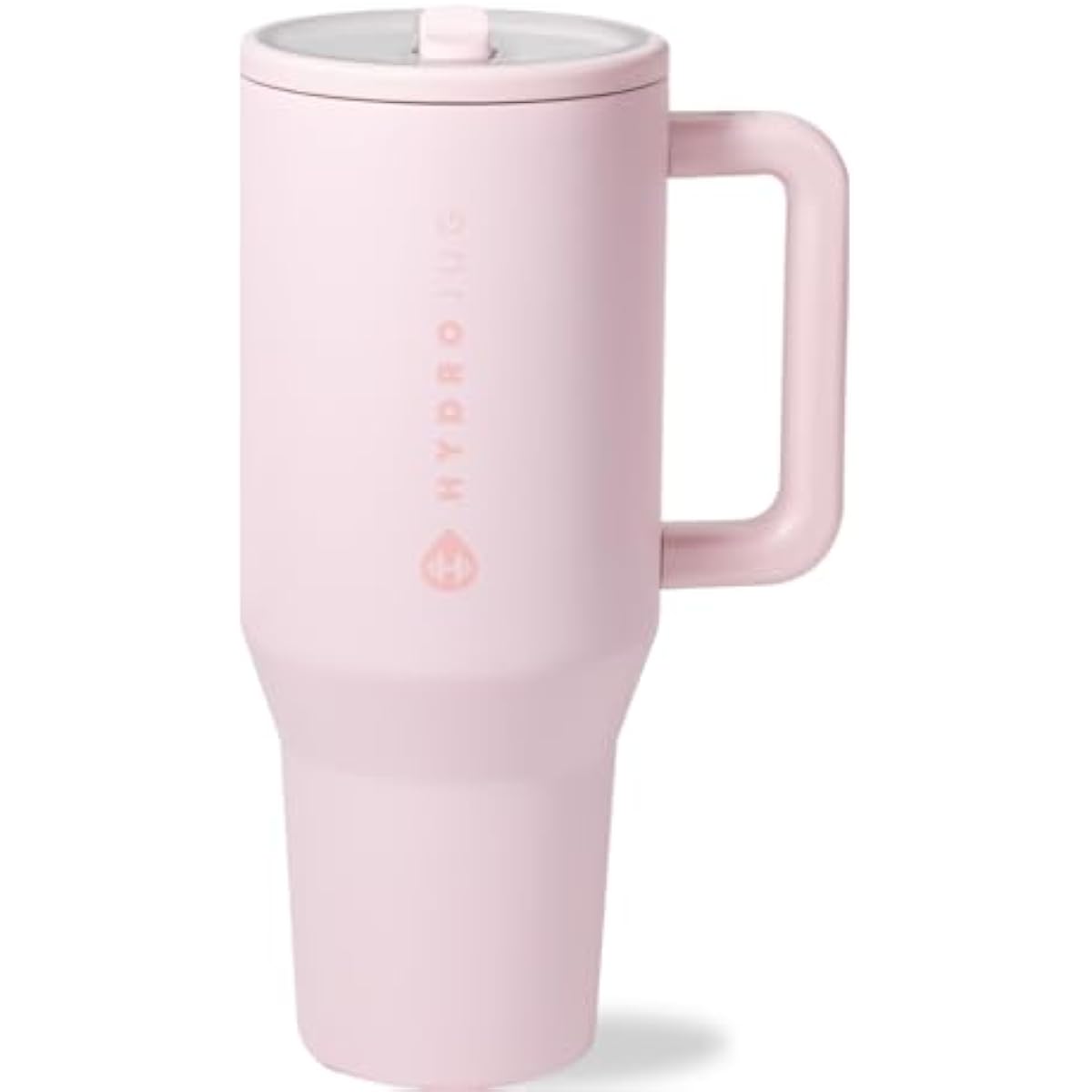 HydroJug Traveler - 32 oz Water Bottle with Handle & Flip Straw - Fits in Cup Holder, Leak Resistant Tumbler-Reusable Insulated Stainless Steel & Rubber Base - Gifts for Women & Men, Pink Sand