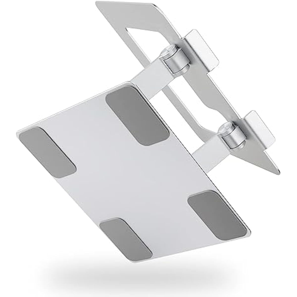 Amazon Basics Sturdy and Portable Ergonomic Laptop Stand for Desk, Height Adjustable Riser with Ventilated Cooling, Foldable, Fits all Laptops up to 17.3 Inch, Silver, 10 x 8.7 x 6 in