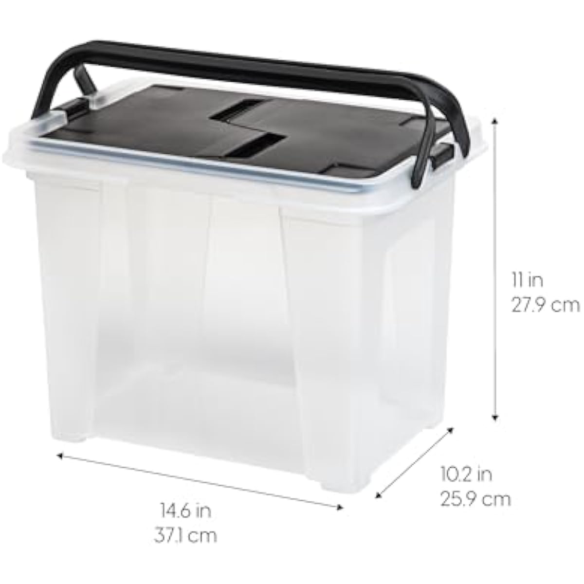 IRIS USA File Box File Organizer w/Wing Lid for Letter/Legal File, Water Resistant Document Box, BPA-Free Plastic Storage Bin Organizer with Handles, Stackable, Nestable, Clear 18 Qt. 4Pack