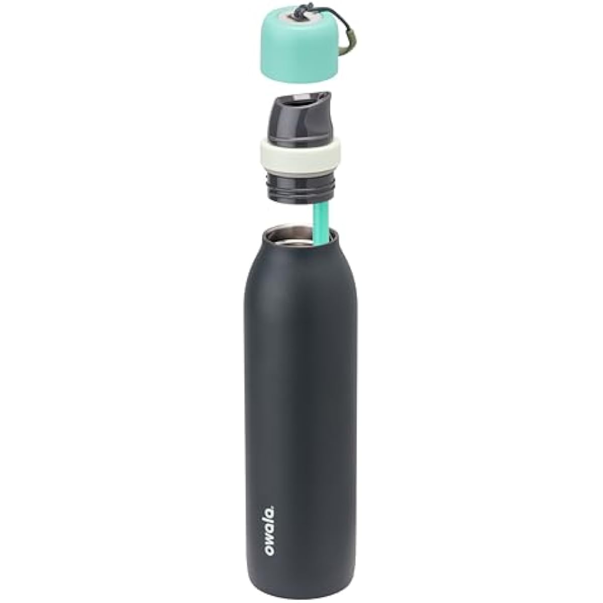 Owala FreeSip Twist Insulated Stainless Steel Water Bottle with Straw for Sports and Travel, BPA-Free, 24-oz, Blue/Grey (Foggy Tide)