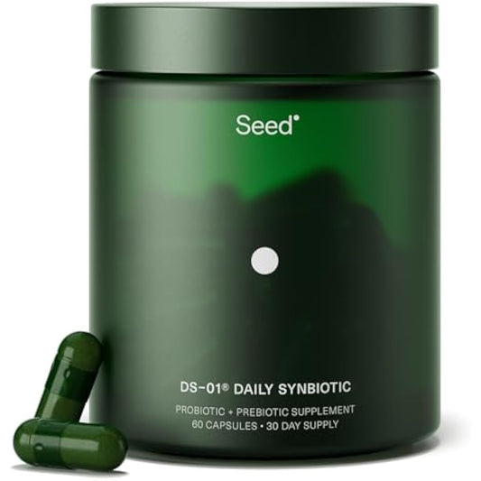 Seed DS-01 Daily Synbiotic - Prebiotic and Probiotic for Women & Men - Digestive Health, Gut Health, Immune Support, Bloating & Constipation Relief - Vegan & Shelf-Stable - 60 Capsules (30-Day Supply)