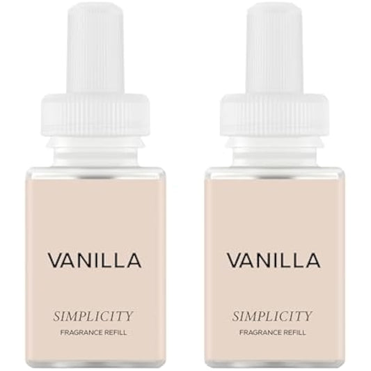 Pura & Simplicity Home Scent Refill - Smart Air Diffuser - Up to 120-Hours of Luxury Fragrance per Refill - Home Essential - Clean & Safe Diffuser Fragrance - 2 Pack, Vanilla