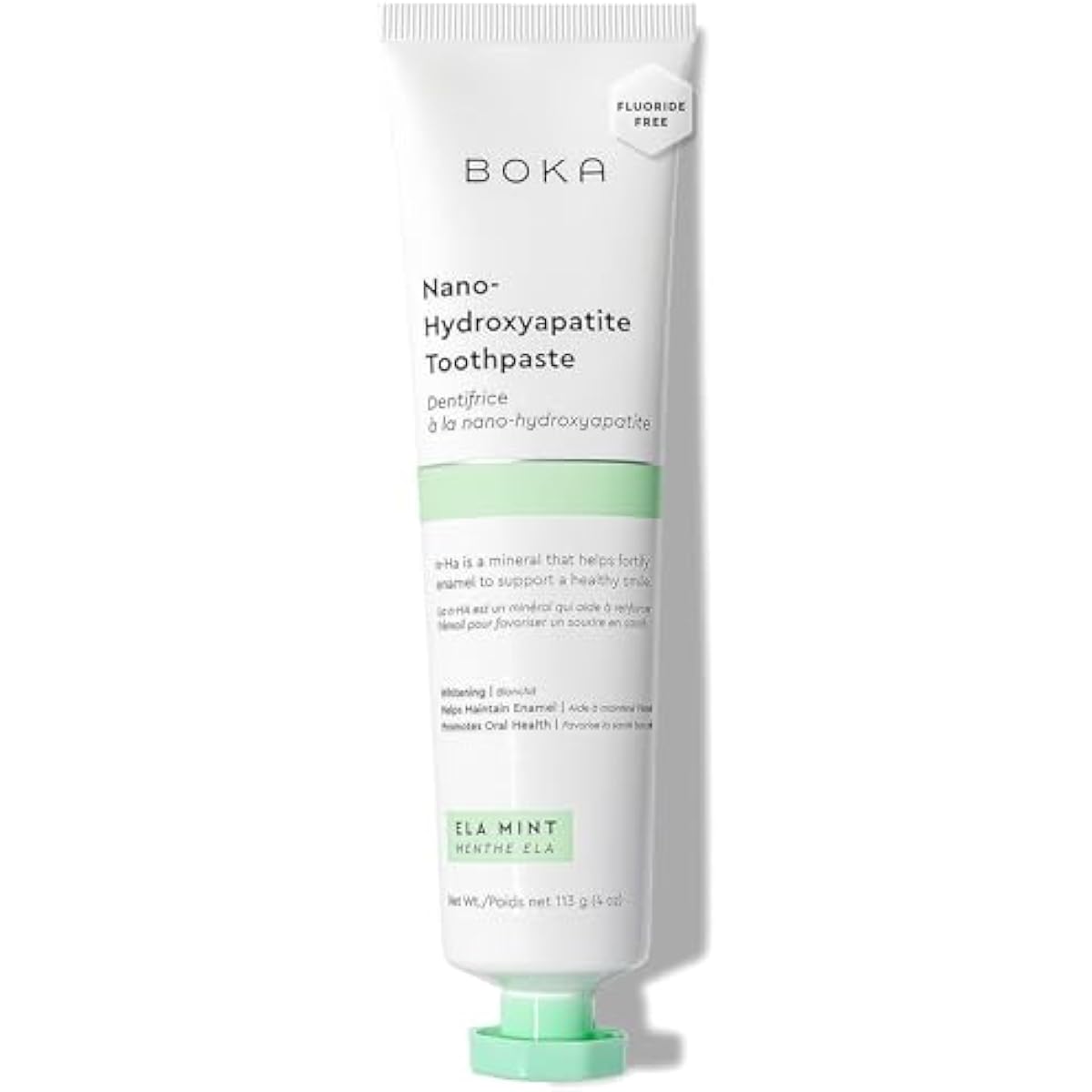 Boka Fluoride Free Toothpaste, Nano Hydroxyapatite Toothpaste, Appropriate for Sensitive Teeth - for Adult Oral Care - Ela Mint Flavor, 4 Fl Oz 1Pk US Manufactured