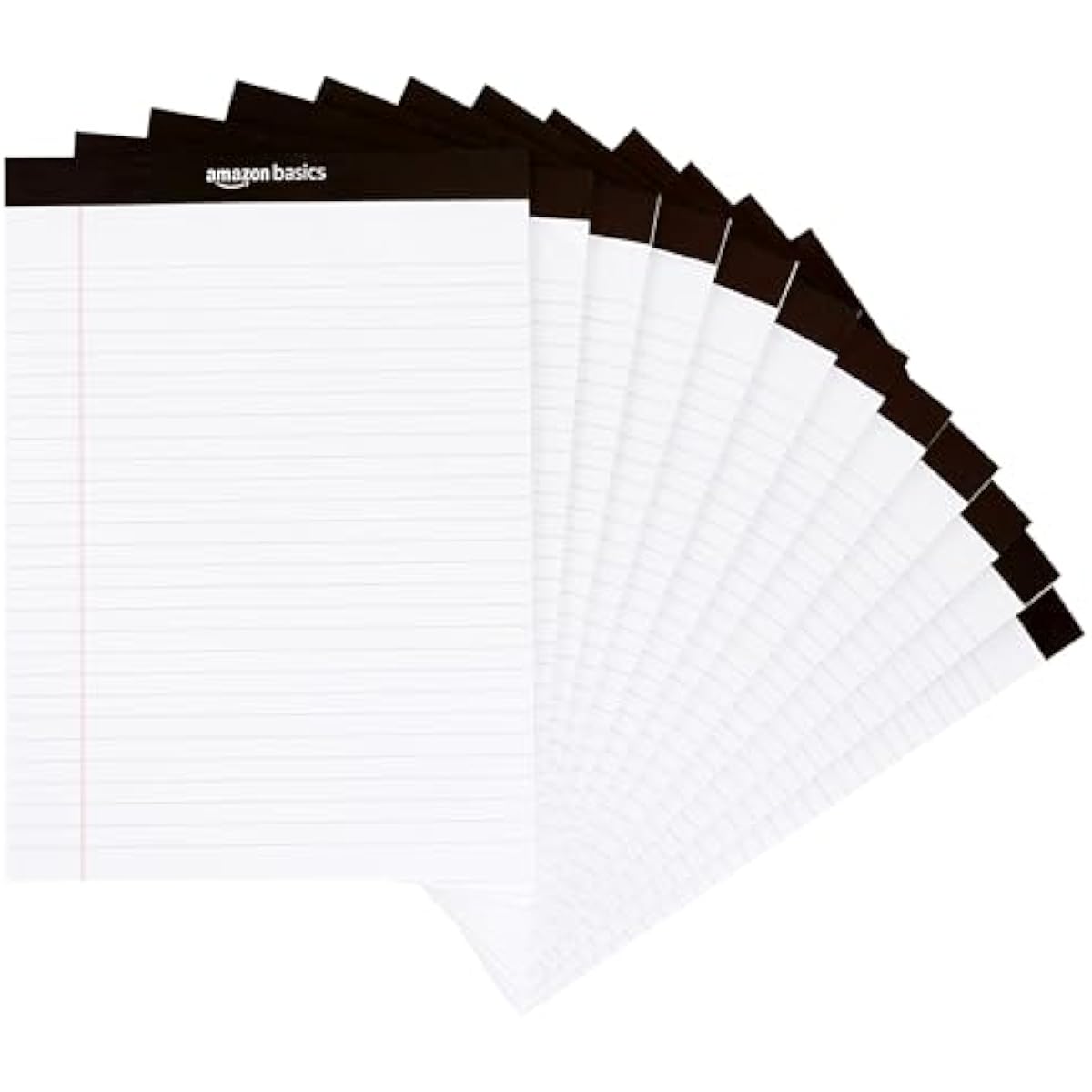 Amazon Basics Wide Ruled Lined Writing Note Pads for Office Supplies, 8.5" x 11.75", White, 12-Pack of 50 Perforated Sheets