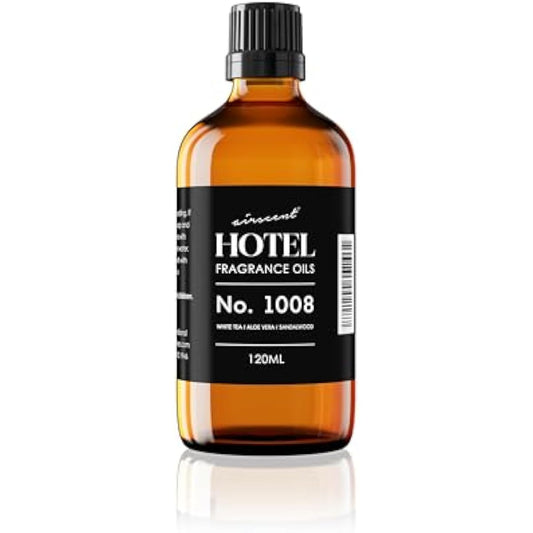 AirScent Hotel Diffuser Oil No. 1008 - White Tea, Aloe Vera & Sandalwood - Hotel Scent Dupe - Premium Fragrance Oil for Ultrasonic and Waterless Diffusers and Crafting - 120 mL, 4 fl oz Glass Bottle