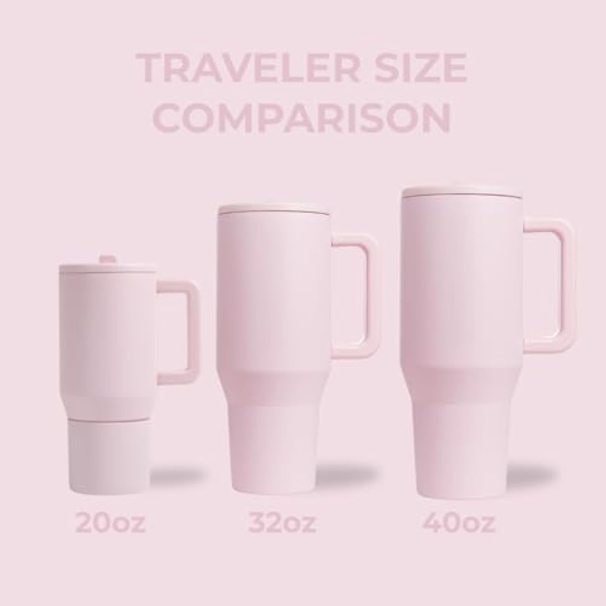 HydroJug Traveler - 32 oz Water Bottle with Handle & Flip Straw - Fits in Cup Holder, Leak Resistant Tumbler-Reusable Insulated Stainless Steel & Rubber Base - Gifts for Women & Men, Pink Sand