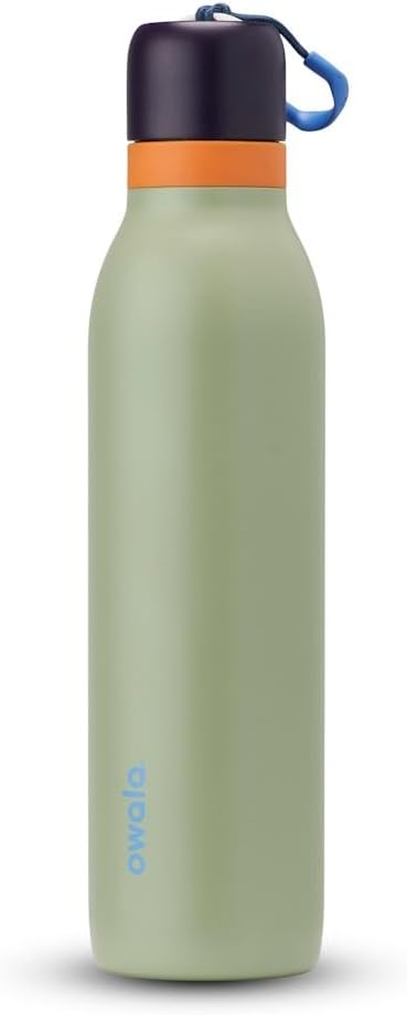 Owala FreeSip Twist Insulated Stainless Steel Water Bottle with Straw for Sports and Travel, BPA-Free, 24-oz, Blue/Grey (Foggy Tide)