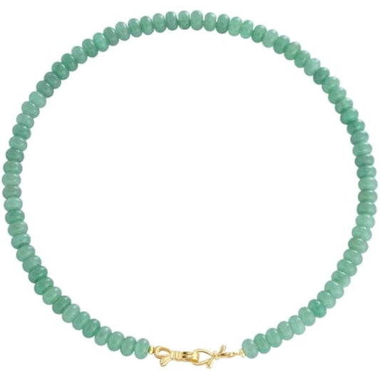 Rainbow Colorful Gemstone Beaded Choker Necklace for Women 14K Gold Bow Birthstone Beads Chokers 18inches