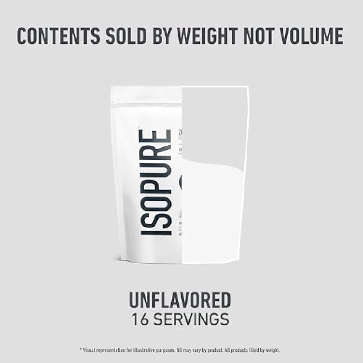Isopure Zero Carb 100% Pure Whey Isolate Protein Powder, Gluten Free, with Vitamins, Unflavored, 25g Protein Per Serving, 1 Lb, 16 Servings (Packaging May Vary)