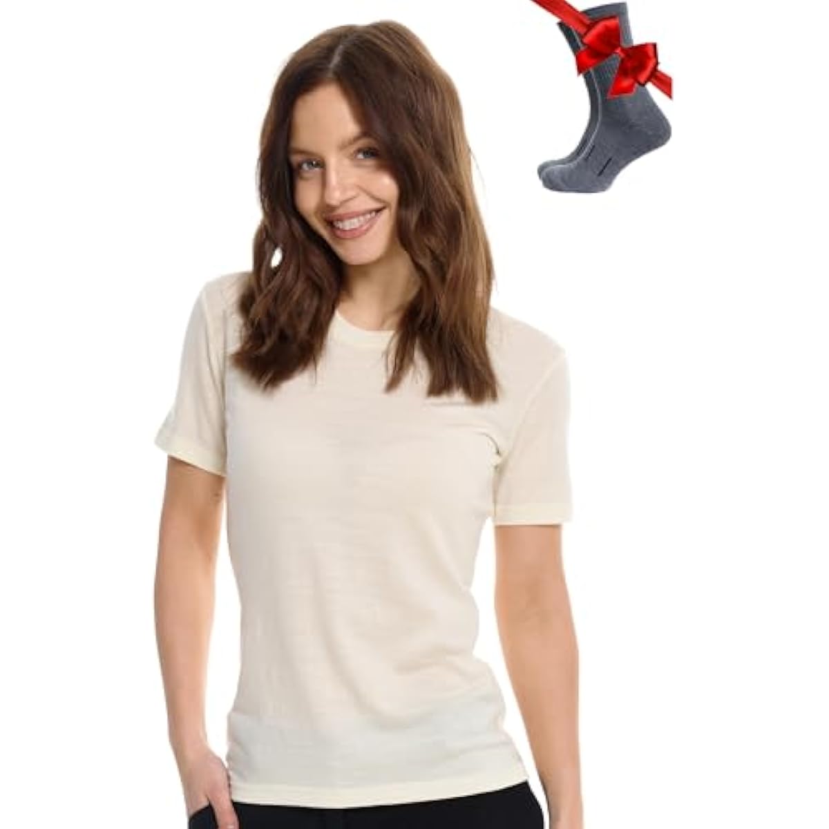 Merino.tech Merino Wool T Shirt Women - 100% Merino Wool Base Layer Women Short Sleeve Moisture-Wicking Tee and Hiking Socks