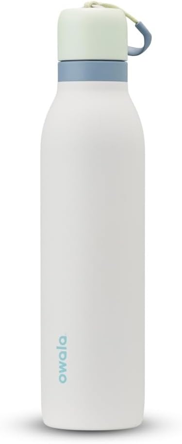 Owala FreeSip Twist Insulated Stainless Steel Water Bottle with Straw for Sports and Travel, BPA-Free, 24-oz, Blue/Grey (Foggy Tide)