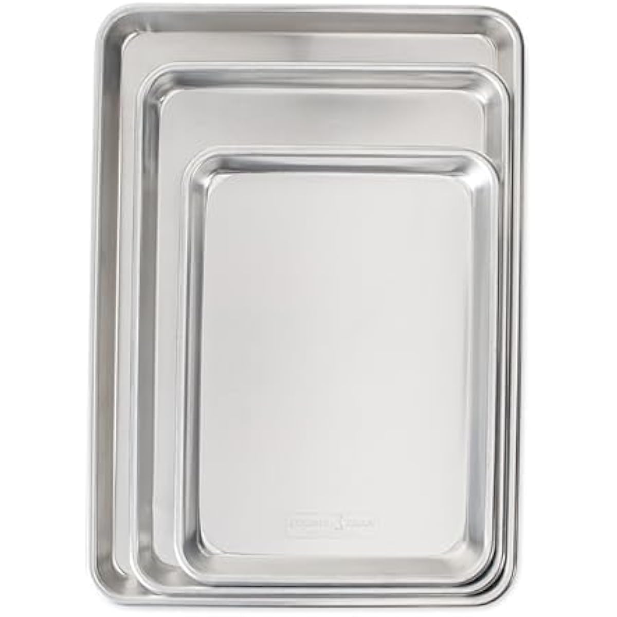 Nordic Ware Naturals 3 Piece Set - USA Made Aluminum Commercial Quality Sheet Pan for Baking or Roasting, Encapsulated Galvanized Steel Rim Prevents Warping; Half Sheet, Jelly Roll and Quarter Sheet