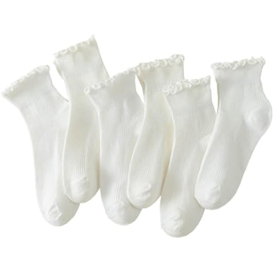 Hstyle 6 Pairs of Ruffle Socks Women, Cute Ruffle Ankle Socks