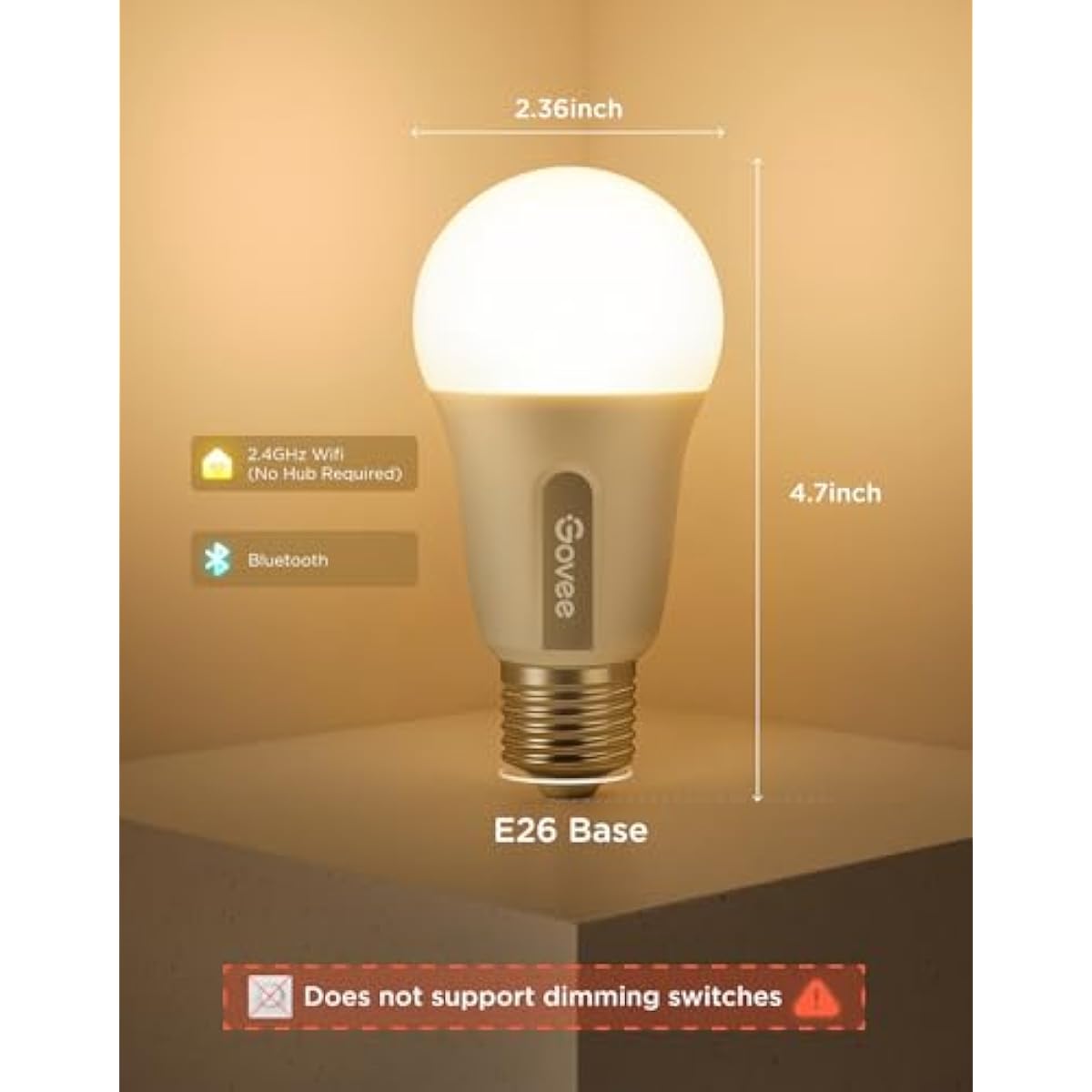 Govee Smart Light Bulbs, Color Changing Light Bulb, Work with Alexa and Google Assistant, 16 Million Colors RGBWW, WiFi & Bluetooth LED Light Bulbs, Music Sync, A19, 800 Lumens, 4 Pack