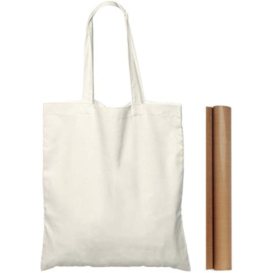 NPBAG 25 Pack 15'' X 16'' Natural Cotton Tote Bags, Lightweight Blank Bulk Cloth bags with 1pc of PTFE Teflon Sheet