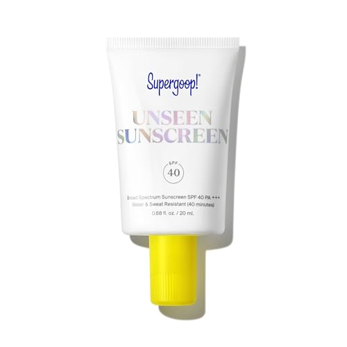 Supergoop! Unseen Sunscreen - SPF 40 - Clear & Invisible Face Sunscreen + Broad Spectrum + Makeup-Gripping Primer - Weightless, Scentless, Oil Free - For All Skin Types & Tones - 0.68 fl oz