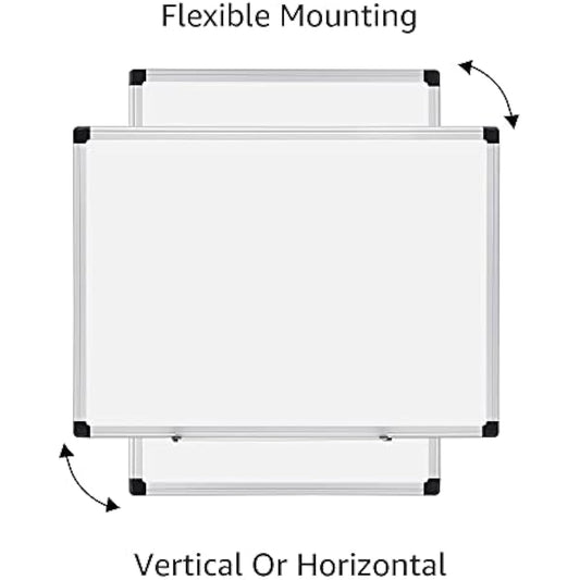 Amazon Basics Magnetic Dry Erase Whiteboard, 24" x 18", Aluminum Frame, Silver/White, Presentation Board for Writing Notes