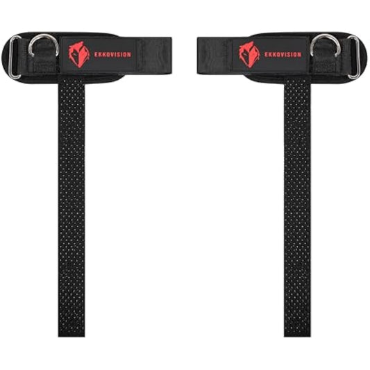 Ekkovision Weight Lifting Straps With Cuffed D Ring, Wrist Support for Men, Heavy Duty Thick Comfortable Lifting Straps, Secure Fit, Enhanced Grip, Straps for Weightlifting & Gym Training, Black