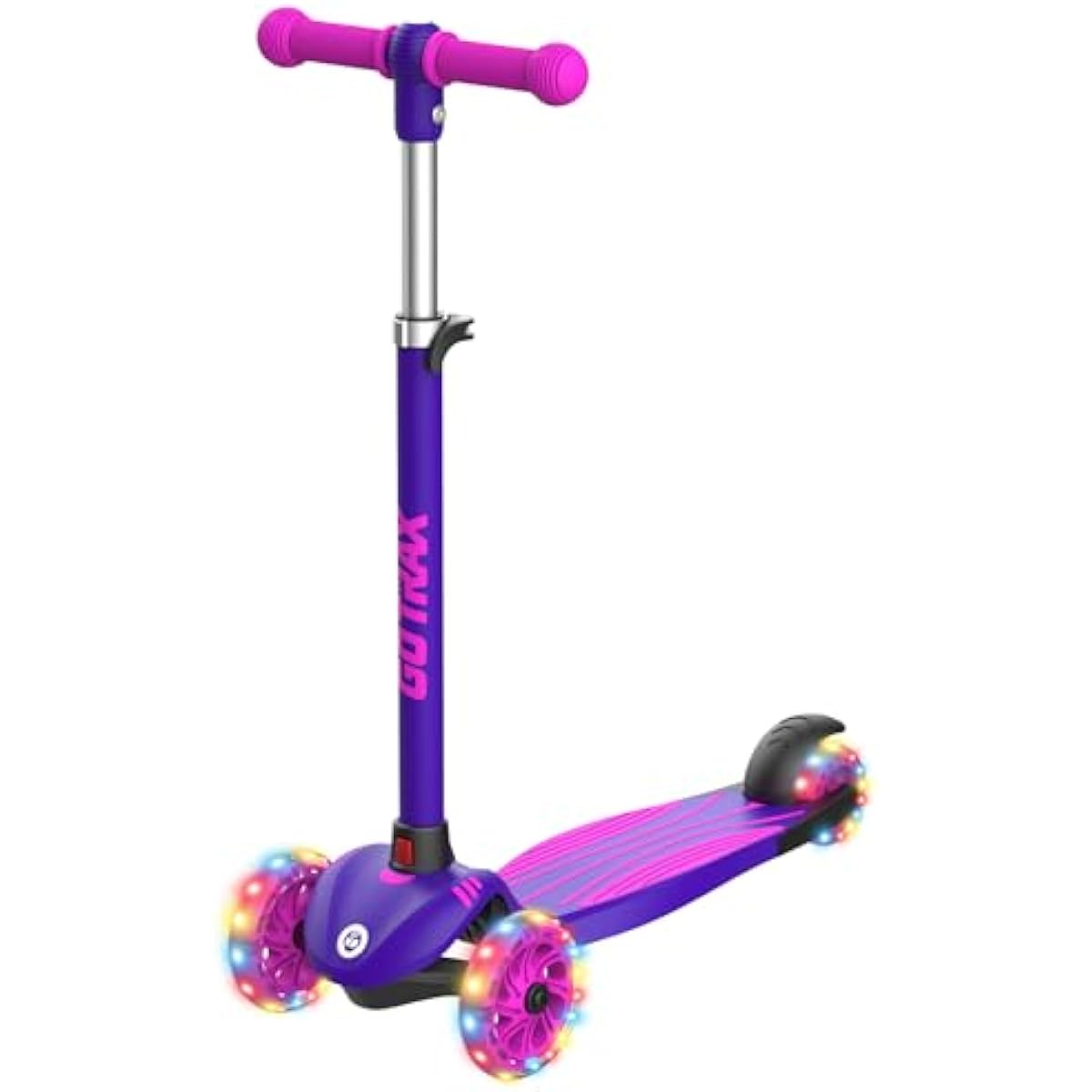 Gotrax KS1 Kids Kick Scooter, LED Lighted Wheels and 3 Adjustable Height Handlebars, Lean-to-Steer & Widen Anti-Slip Deck, 3 Wheel Scooter for Boys & Girls Ages 2-8 and up to 110 Lbs