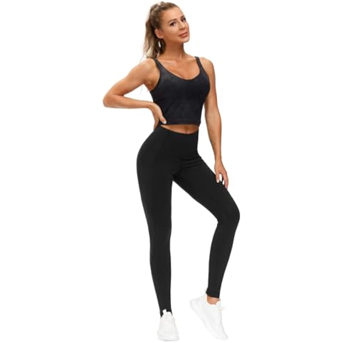 THE GYM PEOPLE Thick High Waist Yoga Pants with Pockets, Tummy Control Workout Running Yoga Leggings for Women